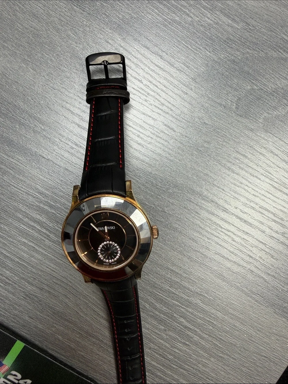 Swarovski Black and Rose Gold Women's Crystal-Accent Watch